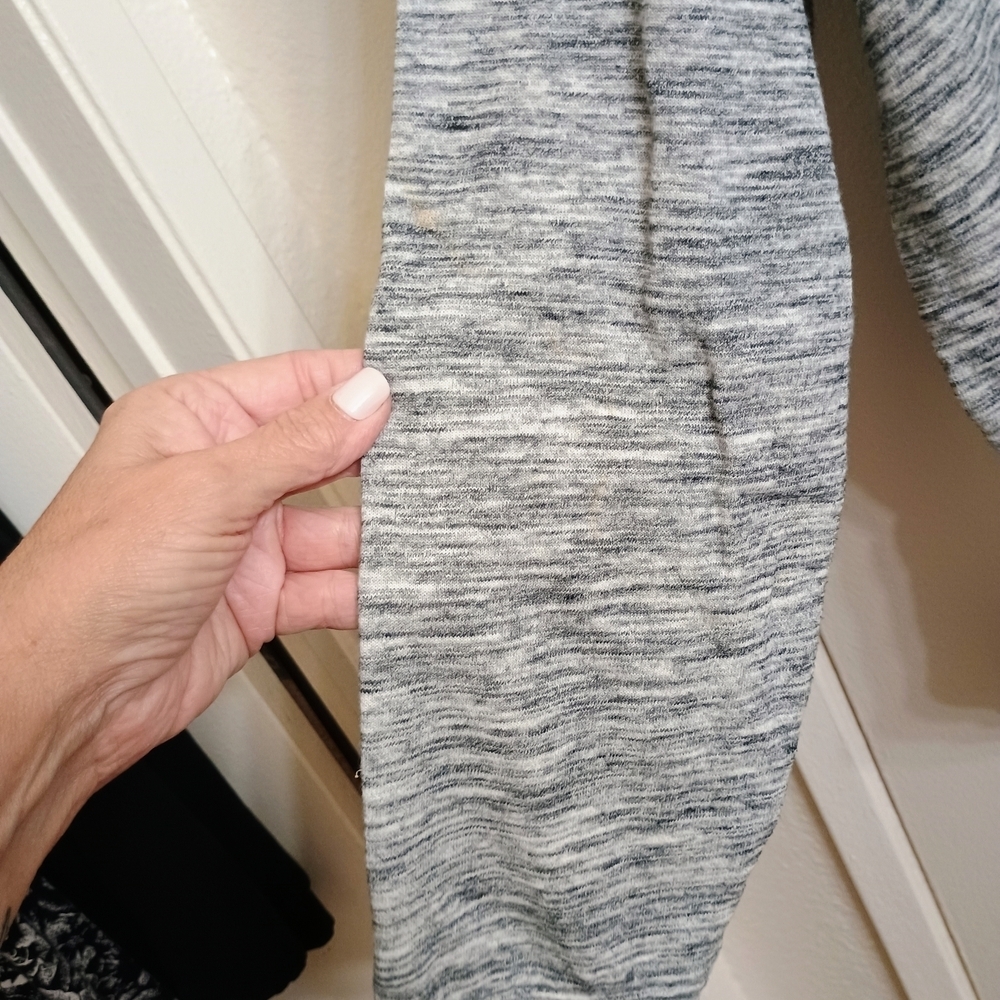 Heather Gray and White Cowl Neck Hoodie - Picture 3 of 6
